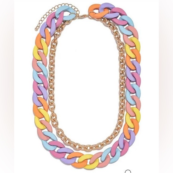 NWT VICI LIKE 🍭 LAYERED CHAIN NECKLACE & POPPY BEADED BRACELET SET-MULTI,BNWTIB - Picture 3 of 5